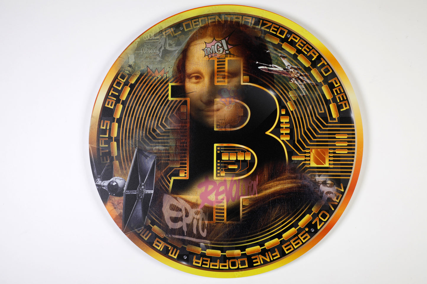 Noisy (1990) - Bitcoin Mona Lisa- Mixed Media Edition auf 3mm Alu-Dibond - UrbanPopSociety - H2SF Editions
