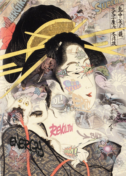 Akira Hiro (1978) - Trolling Geisha- Stamped Print - UrbanPopSociety - H2SF Editions
