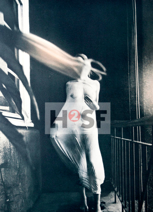 Large-format black and white collotype print 'Balkonszene' by Karin Székessy